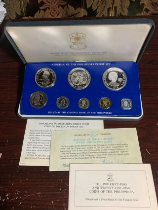 Philippines 1979 8 - Coin Proof Set With Certificate & Literature For 2 - Coin Prf