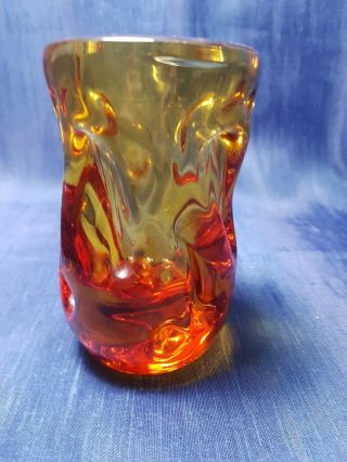 Vintage Whitefriars Knobbly Vase Amber Art Glass