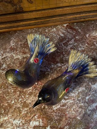 Vintage Murano Art Glass Doves/love Birds Made In Italy/mint/marked
