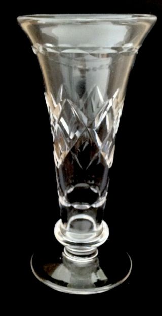 Vintage Stuart Crystal Glass Vase.  Diamond Cut.  Signed.  20cms