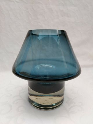 Riihimaen Lasi Oy Blue Glass " Stromboli " Vase No 