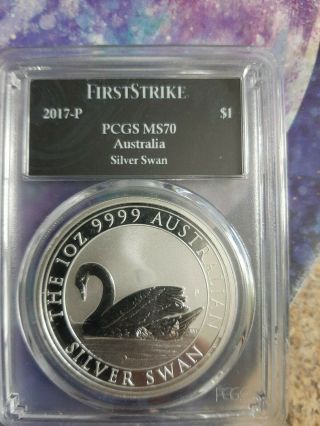 2017 Australia 1 Oz Silver Swan Ms - 70 Pcgs (fs,  Swan Label)