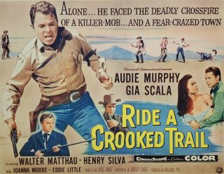 Ride A Crooked Trail Audie Murphy Gia Scala Orig Title Lobby Card 1 1958 Usa