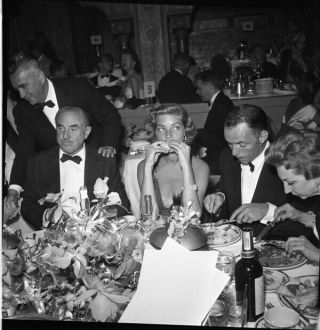 Frank Sinatra Lauren Bacall Jack Warner Candid B/w 2.  25 X 2.  25 Camera Negative