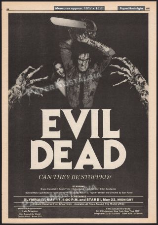 The Evil Dead_original 1982 Trade Print Ad / Poster_screening Promo_sam Raimi