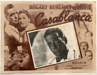 Casablanca Mexican Vintage Lobby Card Humphrey Bogart,  Ingrid Bergman