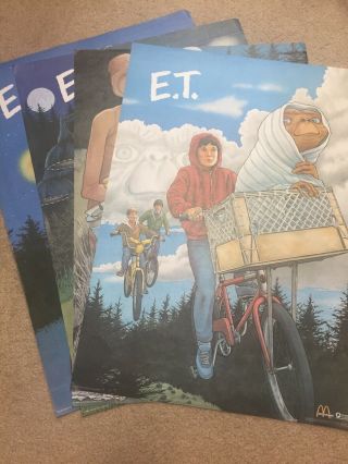 E.  T.  Vintage Mcdonalds Poster Set Of 4 1985 Universal City Studios Et 1982
