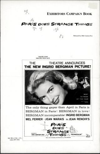 Paris Does Strange Things Pressbook,  Ingrid Bergman - - - - - Plus Lobby Card Set - - - -