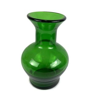 Vintage Blenko Handmade Blown Glass Emerald Green Vase 8 " Marked
