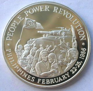 Philippines 1988 People Power 500 Pesos Silver Coin,  Proof