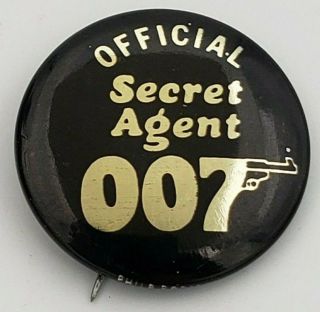 Vintage 1965 James Bond Official Secret Agent 007 Membership Pin Button