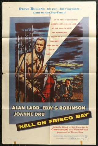 Hell On Frisco Bay Alan Ladd 1956 1 - Sheet Movie Poster 27 X 41 A