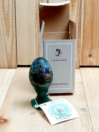Nos Fenton Glass Egg The Arrival Signed Donna Robinson 1998 Green Le 169/2500