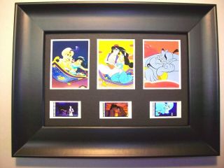 Aladdin Framed Trio Movie Film Cell Memorabilia - Compliments Dvd Poster