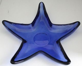 Platter,  Cobalt Blue Glass,  Star Shaped,  Heavy,  Hand Crafted,  Unique,  Vintage