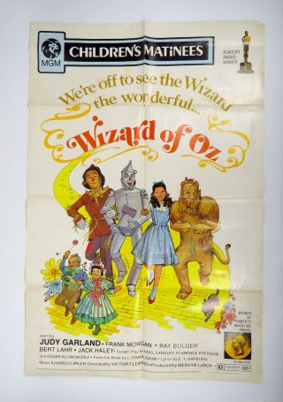 Vintage 1972 Wizard Of Oz Movie Poster 41 " X 27 " Stamped 72/344