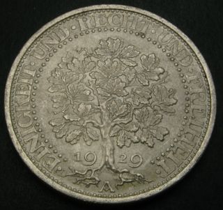 Germany (weimar Republic) 5 Reichsmark 1929 A - Silver - Aunc - 993