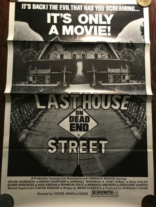 Last House On Dead End Street Rare Horror Poster 1 Sheet 27”x41”