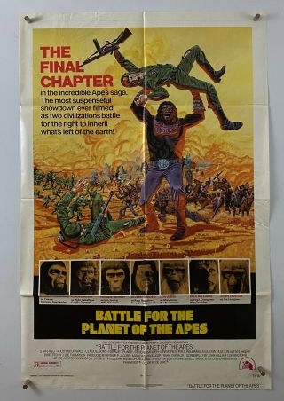 Battle Planet Of Apes Movie Poster (verygood -) One Sheet 1973 Sci - Fi 5693