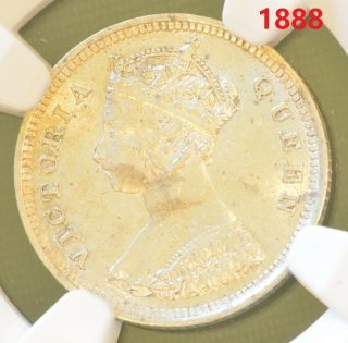 1888 China Hong Kong 10 Cent Victoria Silver Coin Ngc Ms 61