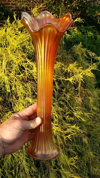 Fenton Carnival Glass Marigold Fine Rib Vase