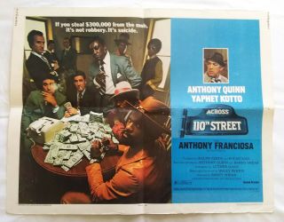 Across 110th Street Vintage Half Sheet Poster 1972 Folded Vg,