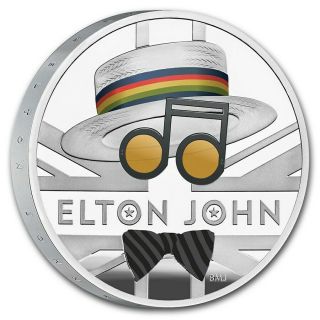 2020 Great Britain Uk £2 Music Legends Elton John 1 Oz Silver Proof Coin Box
