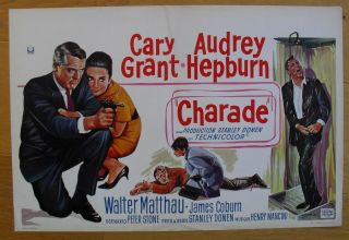 Audrey Hepburn Charade Cary Grant Belgian Movie Poster 