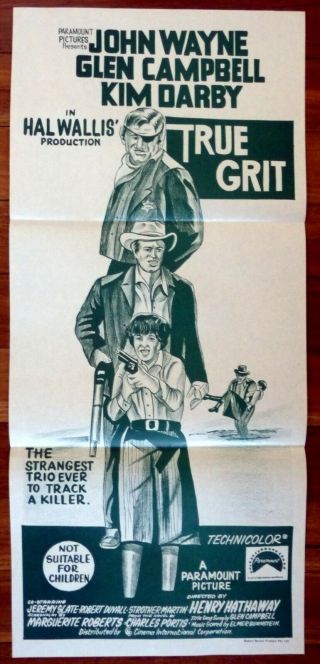 True Grit 1969 Australian Green Daybill Movie Poster John Wayne