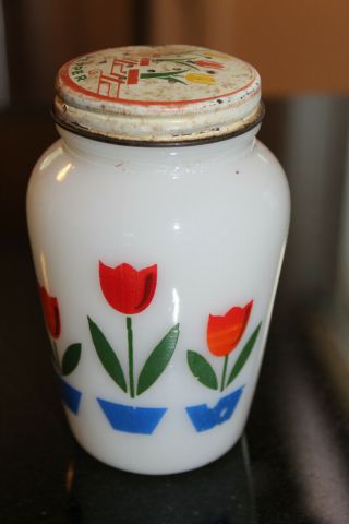 Vintage FIRE KING Tulip Range Milk GLASS Pepper Shaker 3