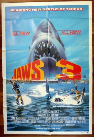 Jaws 3 1983 Australian One Sheet Horror Movie Poster Dennis Quaid