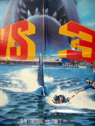 JAWS 3 1983 Australian One Sheet Horror Movie Poster Dennis Quaid 3