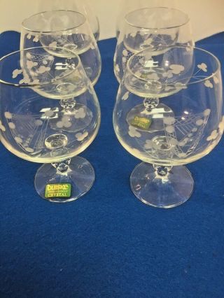 Set Of 6 Duiske Irish Handcut Crystal Brandy Cognac Snifters With Etched Designs
