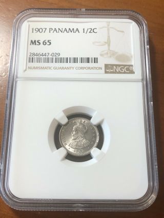 Panama 1907 1/2 Centesimo - Ngc Ms65 - Only 5 Graded Higher