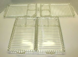 Vintage 8 Piece Clear Orchard Crystal Bubble Glass Snack Party Set Smoke Tray 2