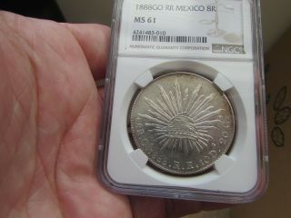 1888 Go Rr Mexico 8 Reales - Ngc Ms61