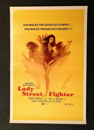 1981 Lady Street Fighter Kung Fu Karate 3 Sheet Folded Movie Poster 41 " X 27 "
