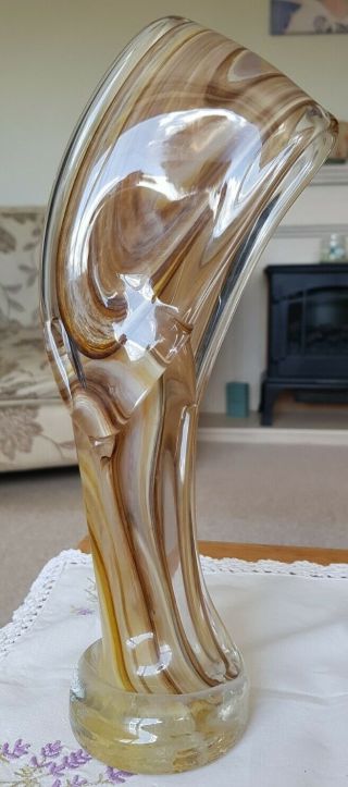 Vintage Isle Of Wight Alum Bay Glass Large Freeform Sculpture 12 " Tall