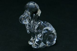 Vintage Signed Daum France Crystal Bassett Hound Dog Figurine Paperweight 3.  5 "
