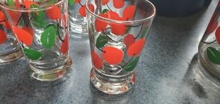 Vintage Juice Decanter With 6 Juice Glasses,  Cherries,  Leaves 3