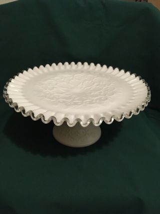 Fenton Silver Crest Spanish Lace 11” Cake Plate On Stand