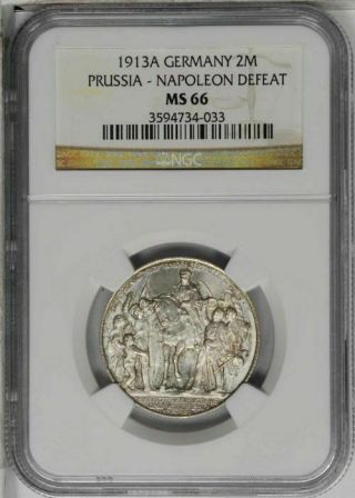Ngc Ms 66.  Germany.  Prussia.  2 Mark,  1913 - A.  Berlin.  German Silver Coin.