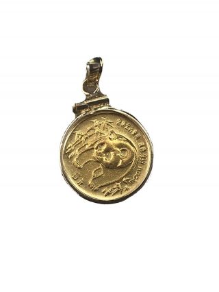 1986 Gold China 5 Yuan Panda 1/20 Oz Coin With Bezel