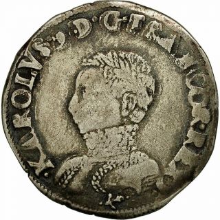 [ 472743] Coin,  France,  Charles Ix,  Teston,  Teston,  1565,  Bayonne,  Vf (30 - 35)