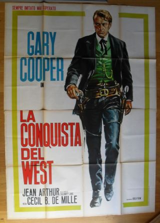 Plainsman Gary Cooper Western Italian Movie Poster 2 Pannel R66