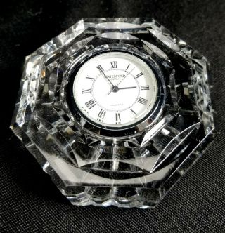 Waterford Crystal Octagonal Desk Table Clock Beautifully Crafted Cut Glass