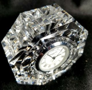 Waterford Crystal Octagonal Desk Table Clock Beautifully Crafted Cut Glass 2