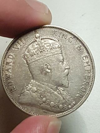 1905 Hong Kong Silver 50 Cents Coin
