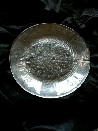 Large 10 " Kosta Boda Ann Goran Warff Glass Crystal Clear Fish Flounder Plate