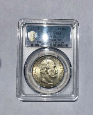 1871 - A German States Prussia Silver Victory Thaler Pcgs Ms - 64 Coin